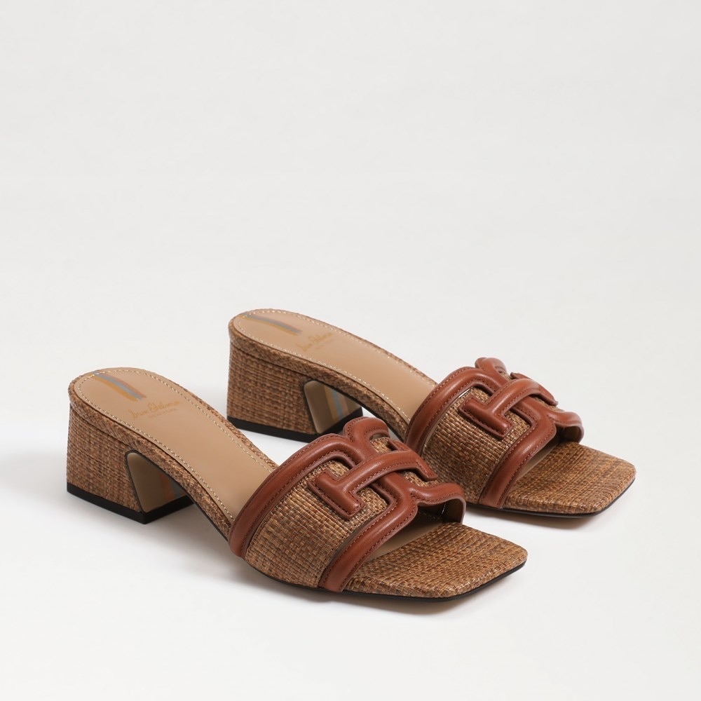 Sam Edelman brand new WAYLON BLOCK HEEL SLIDE size 6.5 COLOR: RICH COGNAC